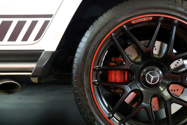 close up of Mercedes tyres